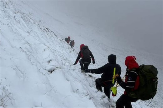 Walker rescued from Kinder Scout in the Peak District amid “very challenging conditions” – including snow, sleet and strong winds