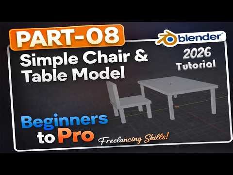 Use Basic Tools to Create Table & Chair Model in Blender | Blender Tutorial Part 08