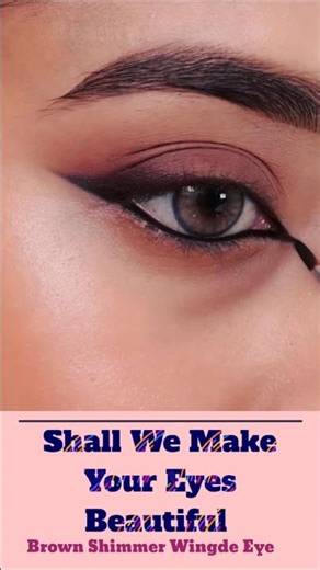 No mess brown shimmer wing technique #makeup #tutorial #short