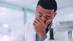 Scientist, stress and headache for computer | Premium Stock Video Footage