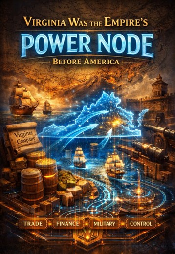 Summary — Virginia as a Global Power Node (Before America) Before the United States existed, Virginia functioned as a strategic command zone within the emerging global system of empires. Its geography made it invaluable: deep rivers flowing directly into the Atlantic allowed raw resources—especially tobacco, timber, and land claims—to move seamlessly from inland territory to global markets. This wasn’t accidental settlement; it was deliberate design. Virginia operated as a corporate-financial en