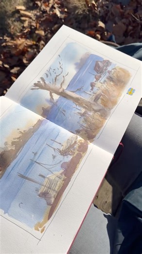 Endlich wieder draußen malen..☀️🧑‍🎨 #aquarell #paintingtutorial #art #spring #pleinair