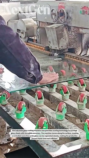 This Giant Machine Cuts Thick Glass Like Butter! 😱 Industrial Glass Cutting Process