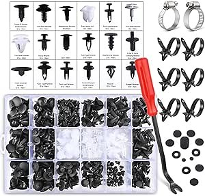 Electop 415 Pcs Car Retainer Clips & Plastic Fasteners Kit - 18 Sizes Auto Push Pin Rivets Set -Door Trim Panel Clips For GM Ford Toyota Honda Chrysler