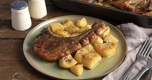 Greek lemon roasted pork chops