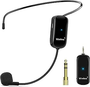 1Mii Wireless Microphone Headset, 165FT Range, 1/4'' & 1/8'' Plug, 7 Hours Long Battery Life, Wireless Headset Mic & Handheld Mic 2 in 1, for Amplifier, Mic Speakers, PA System, Teaching, Fitness