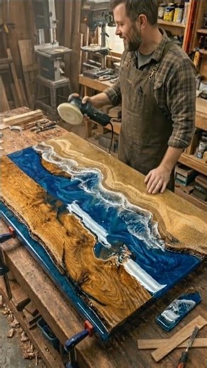 I Turned Sand Into an Ocean Epoxy Table 🌊 Amazing DIY Transformation