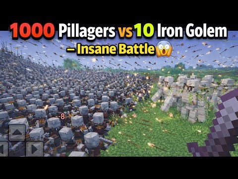 1000 pillger v/s 10 iron golam in mincraft