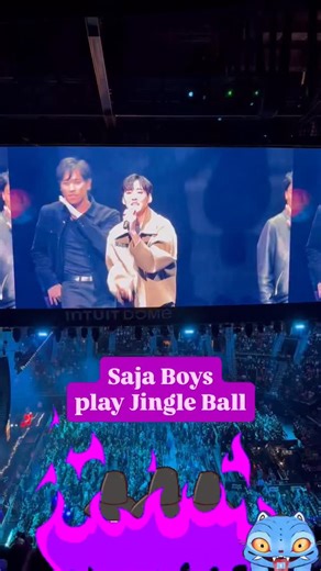 Kevin Woo of the Saja Boys performs Your Idol at their biggest live audience yet at Jingle Ball at the packed Intuit Dome in LA. This felt just like the end of K-pop Demon Hunters when the Saja Boys and Gwi-Ma tried to take over the whole stadium! Amazing energy to be there! #kevinwoo #sajaboys #kpopdemonhunters | Digital LA