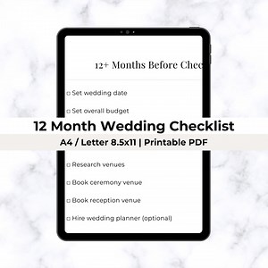 12 Month Wedding Checklist Printable (PDF Download) - Etsy Australia