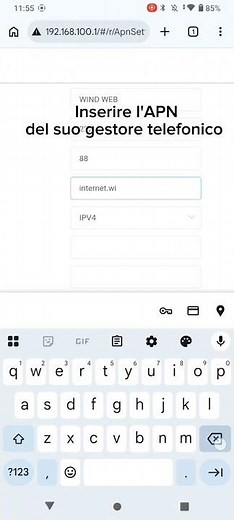 Istruzioni per Impostare APN per abilitare connessione internet