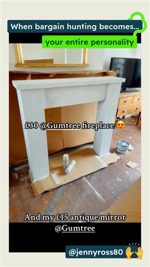 Real Gumtree Buyers, Real Savings Meet Jenny, who found both a fireplace surround and mirror on Gumtree for only £45! Winning in life like this? Tag us @gumtreeuk, we’d love to share your story 💚#GumtreeStories #SecondhandWins | Gumtree UK