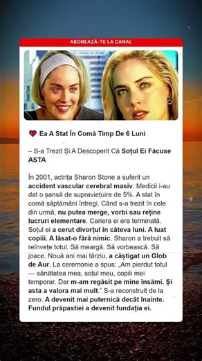 Sharon Stone Coma Divorț Renaștere