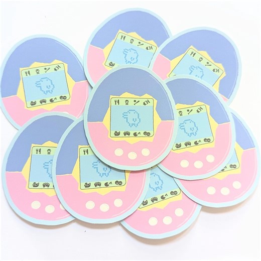 Virtual pet sticker, japanese inspired permanent sticker 7cm, Japan culture design decal, journaling stickers scrapbooks stationery notebook