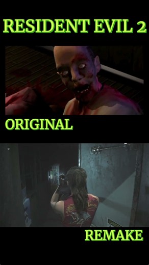 RESIDENT EVIL 2 - Original vs Remake - Claire Meets Leon at a Gas Station #shorts