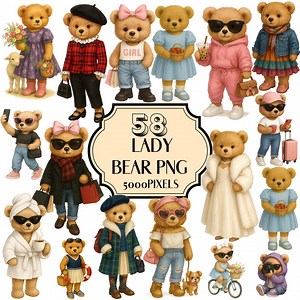 Imágenes prediseñadas de ositos de peluche, paquete PNG de ositos preppy, descarga digital, sublimación, transferencia DTF - Etsy México