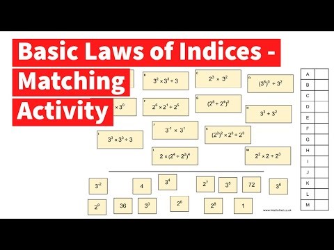 Basic Laws of Indices - Matching Activity