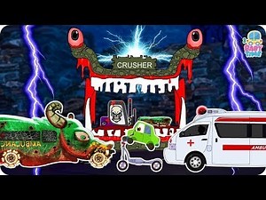 Evil Vs Good Double Decker Bus #w | Crusher Machine | Good vs Evil Ambulance Monster Trucks For Kids