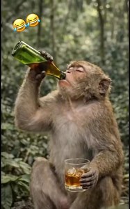The monkey 😂drank beer and fell down from the tree #funny #trendingshorts #fyp #animals 🐒🍾😱