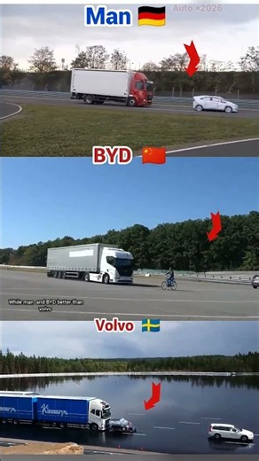 Volvo 2027 vs MAN vs BYD! 🚛💥Automatic brake test