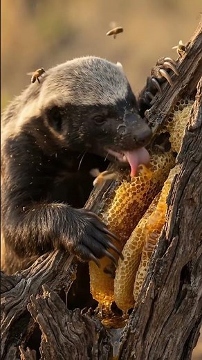 The Honey Badger Really Doesn't Care! 🐝🦂 #wildlife #wildlifeentertainment #mammals