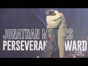 Jonathan Majors Perseverance Award Speech - Breaks Down And Speaks Out