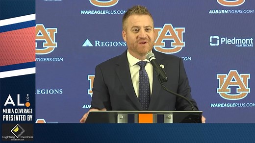 Alex Golesh speaks with the media at his first press conference as Auburn head football coach. | Auburn Tigers on AL.com