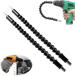 Flexible Drill Bit Extension, 2set Super Bit, Flexible Screwdriver Extension for Connect Drive Shaft Tip Drill Bit Kit Adaptor (2PC Black)