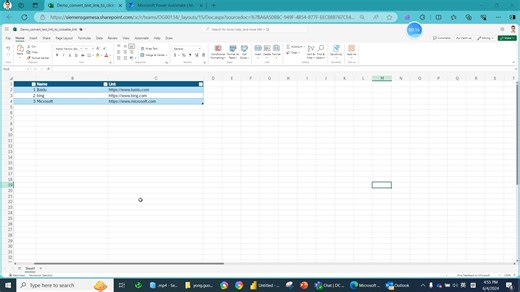 利用Power automate 将execl表格中的文本链接转换成可以点击的链接