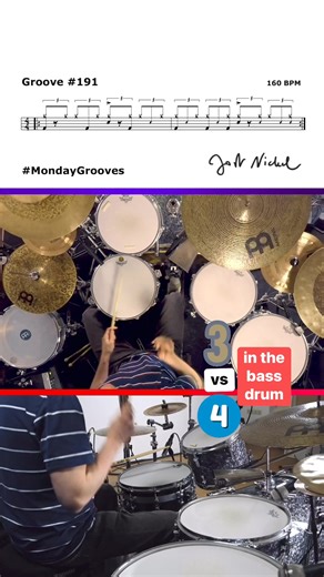 7K views · 190 reactions | #MondayGrooves No. 191 ➡️ Half-time shuffle no. 5 in this series➡️ Pay attention to the bass drum pattern in this groove. In the first half, the bass drum plays a 3 against 4 polyrhythm. ➡️ #jostnickel #drums #drummer #grooves | Jost Nickel | Facebook