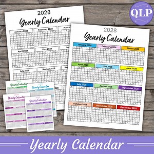 2028 Yearly Calendar Printable Monday Start (PDF) - Etsy UK