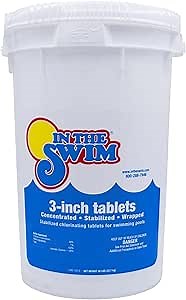 In The Swim 3 Inch Stabilized Chlorine Tablets for Sanitizing Swimming Pools - Individually Wrapped, Slow Dissolving - 90% Available Chlorine - Tri-Chlor - 50 Pounds