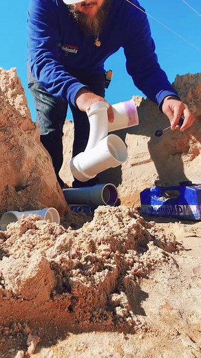 Outdoor Pipe Assembly in Rocky Environment