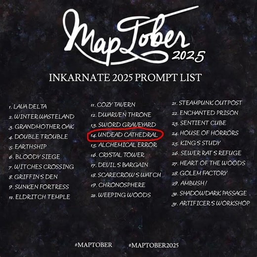 Maptober prompt 14: Undead Cathedral ft. Daggerfall Skeleton