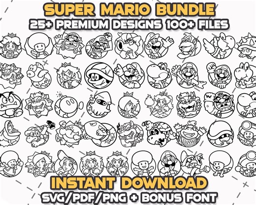 Super Mario SVG Bundle: Cricut Cut Files   Font (digital Download) - Etsy