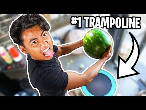 Watermelon Vs Trampoline From 450cm! ~ Bounce