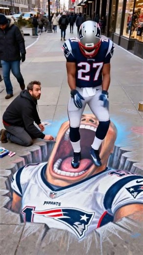 How Did They Do This 3D Chalk Art Patriots Trick #mindblown #illusion #viral #nfl #texans