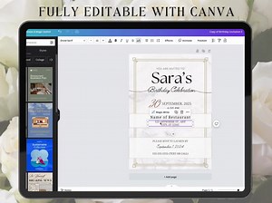 Editable Birthday Invite | Digital Party Invitation | Any Age | Editable Template | Elegant Birthday Celebration | Simplistic Invitation - Etsy UK