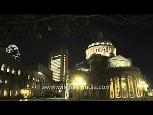 The First Church of Christ Scientist at night , Boston, USA - Time Lapse