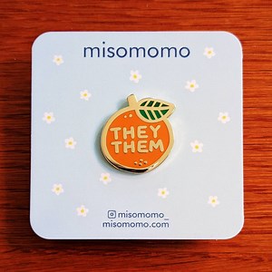 Pronoun Orange Pin - They/them - Etsy