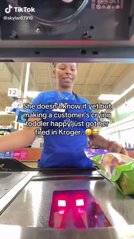 Yesterday I got fired at Kroger unlawfully. I was working checkout at Kroger, and this family came through with a toddler who was absolutely losing it. Screaming, crying, the whole thing. I was trying to keep the line moving. To calm him, I handed him a small bag of Kroger-brand snack crackers, and he started laughing and happily “sorting” them in the cart. It actually helped the line move smoother. But my manager walked by, saw the moment completely out of context, and fired me on the spot for 
