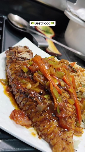 Baddest Brown Stew Parrot Fish Recipe with Rice & Peas