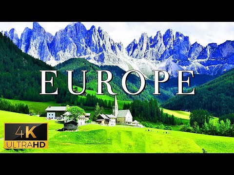 FLYING OVER EUROPE (4K UHD) - Nature Scenic Relaxation Film With Piano Music (4K Video Ultra HD)