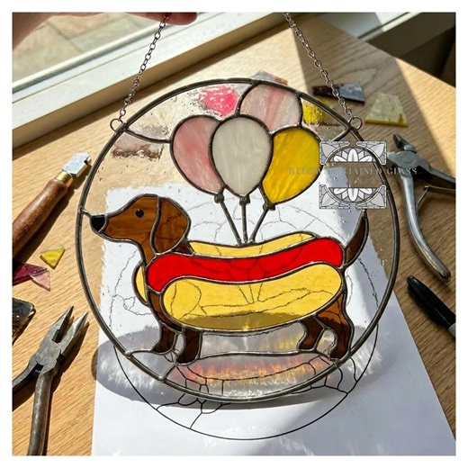 Wiener Hot Dog Stained Glass Pattern - Etsy Australia