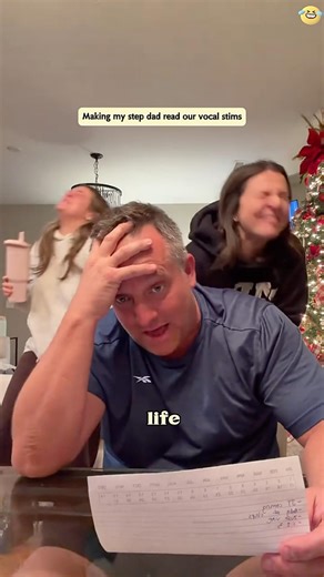 Making my step dad read our vocal stims 🤣😂 #funny #funnyvideo #prank #dad #family #challenge