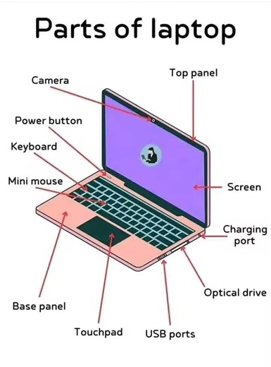 Common Parts of a Laptop 🔐 #computerknowledge #computer #laptop #windows #shorts