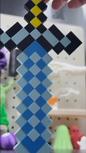 I 3D printed a handheld diamond sword from Minecraft that I can play with.#3dprinting #minecraft