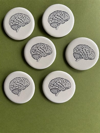 Brain Pinback Button – 2 Inch Handmade Psychology Button • Hand Stamped Brain Image • Neurodiversity • Therapist Gift • Brain Science Pin - Etsy