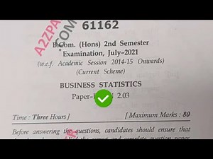 Mdu BCom Hons 2nd Sem Business Statistics Question Paper 2021
