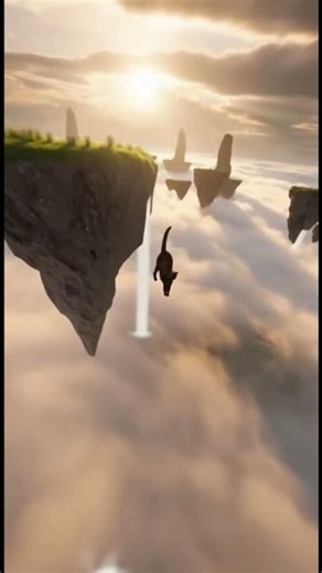 The Cat's Leap of Faith: A Jump into the Waterfall of Clouds #cat #automobile #funny